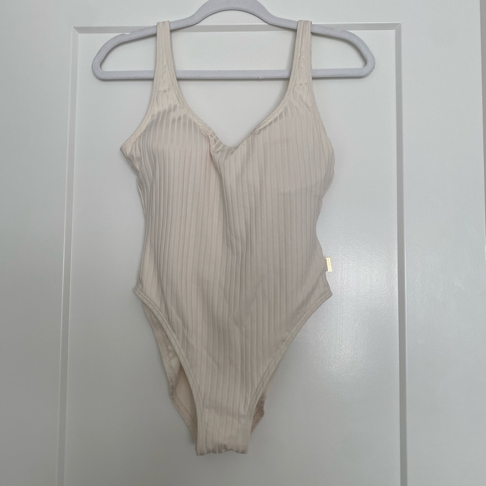 Michael Kors Cream Ribbed Swimsuit